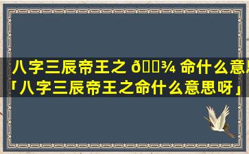 八字三辰帝王之 🌾 命什么意思「八字三辰帝王之命什么意思呀」